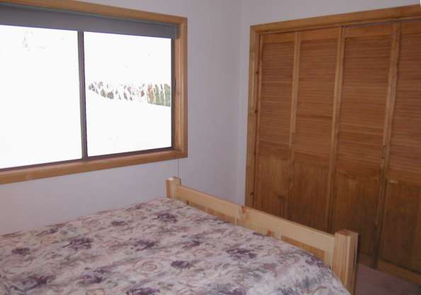 Knotty pine woodwork.