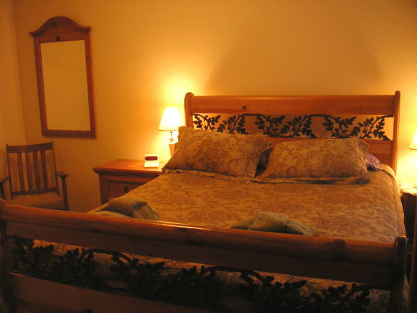 Knotty pine woodwork.