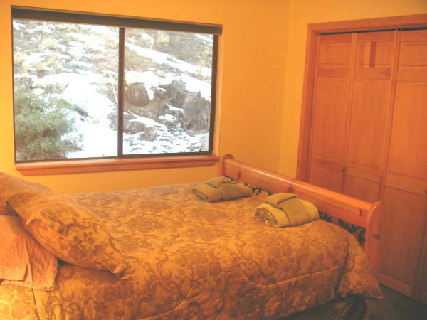 Knotty pine woodwork.